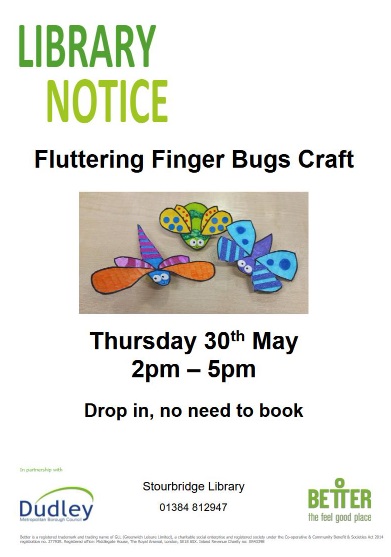 Stourbridge Library - Fluttering Finger Bugs Craft